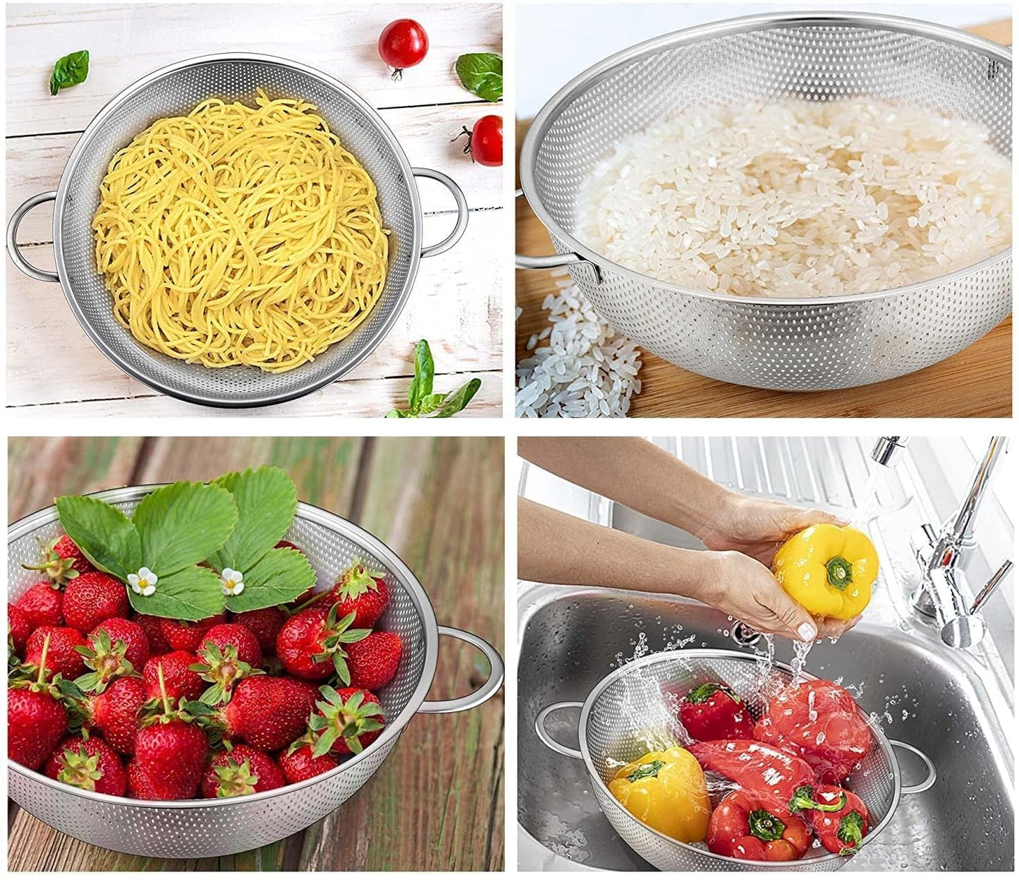Stainless Steel Colander for Washing Fruits, Rice, Vegetables